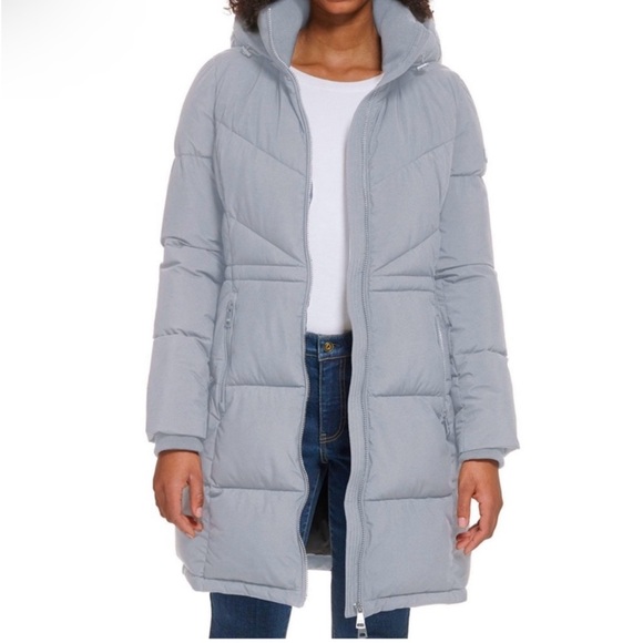 NWT Calvin Klein Long Light Blue Puffer Coat – XL - Picture 2 of 13